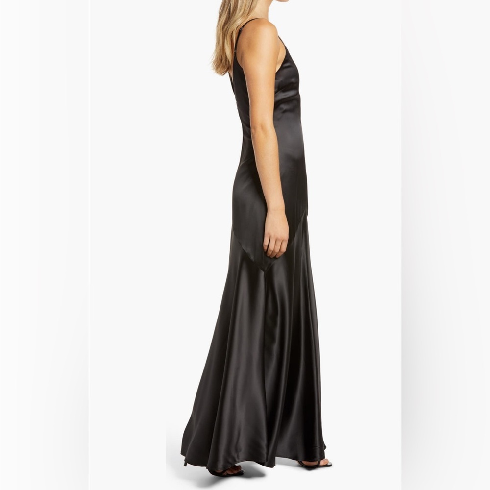 Lulu’s Buena Black Satin Maxi Dress Gown XS - Picture 4 of 6